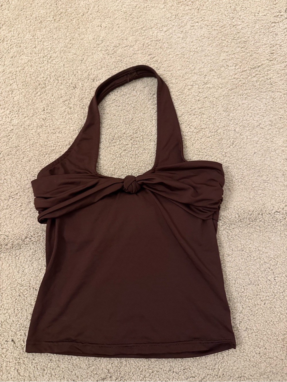SHEIN Brown Halter Knot Front Camisole